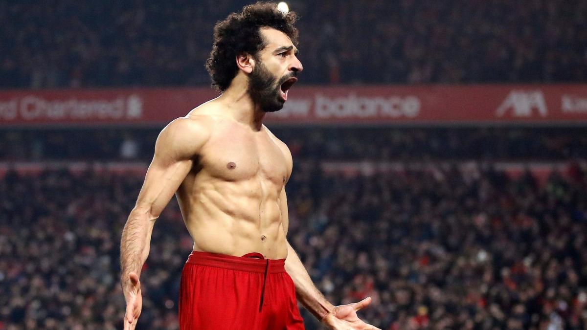 Mohamed Salah celebrates a goal