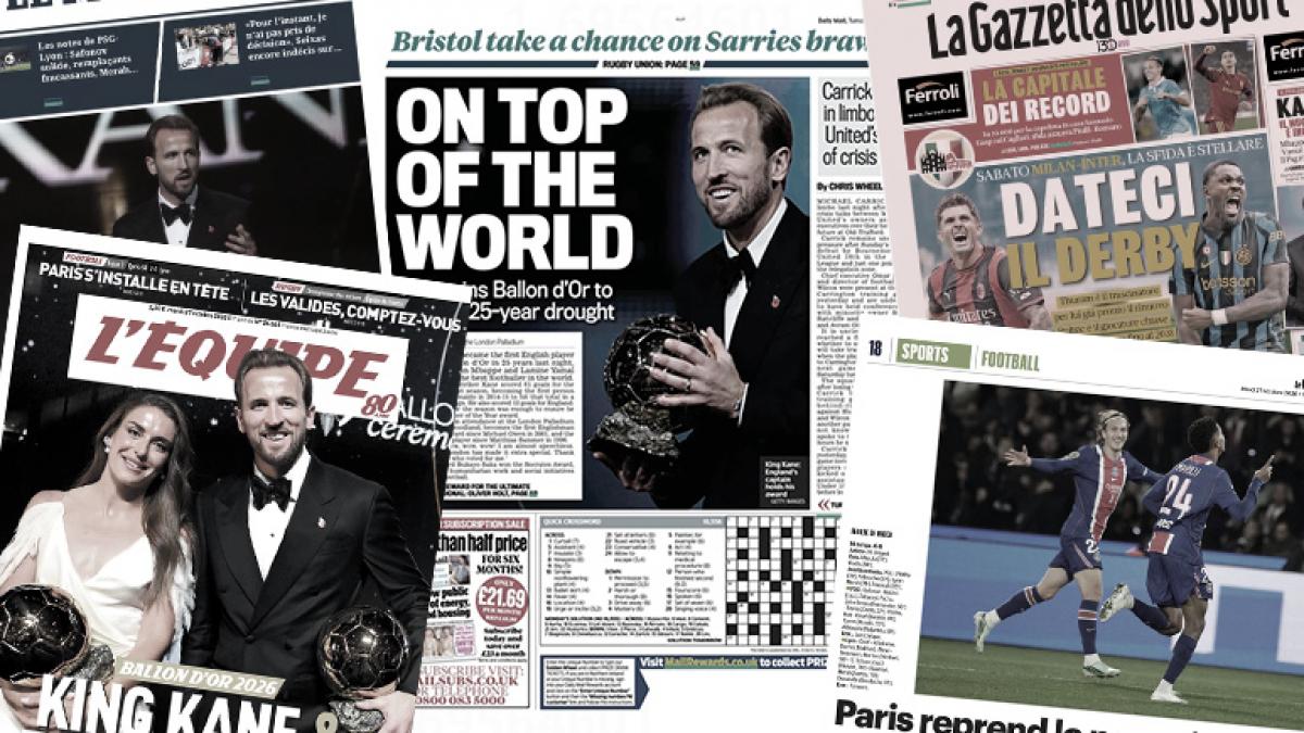 La presse mondiale salue le Ballon d’Or d’Harry Kane, la soirée cauchemar de Kylian Mbappé