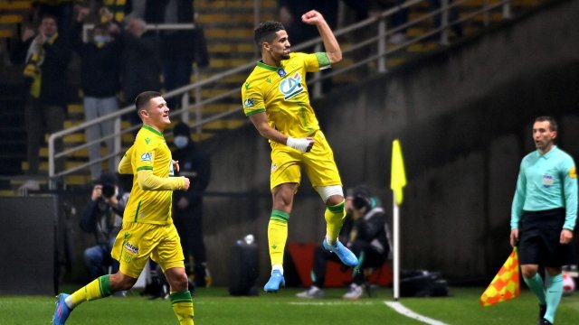 Ludovic Blas célèbre son but avec le FC Nantes