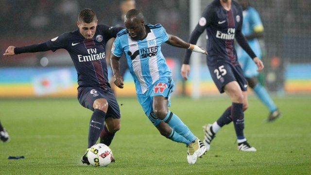 Lassana Diarra avec l'OM face au PSG en 2016