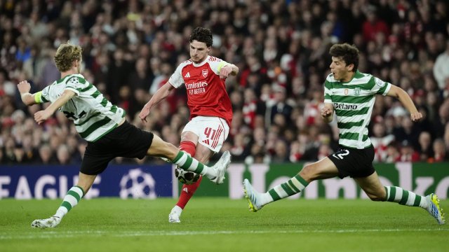 Declan Rice a tenté sa chance face au Sporting