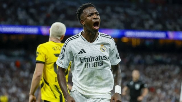 Vinicius Jr célèbre lors du duel entre le Real Madrid et Dortmund