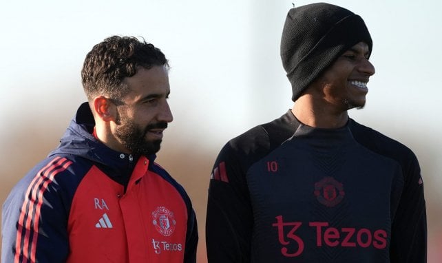 Ruben Amorim aux côtés de Marcus Rashford