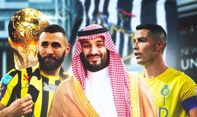 Karim Benzema, Mohammed ben Salmane et Cristiano Ronaldo. 