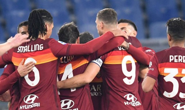 Les joueurs de l'AS Roma célèbrent l'un de leurs buts inscrits contre le Torino