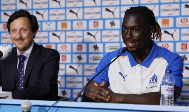 Bamo Meïté en conférence de presse avec l'OM