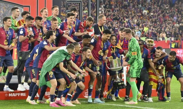 Les joueurs du Barça fêtent le sacre en Copa del Rey