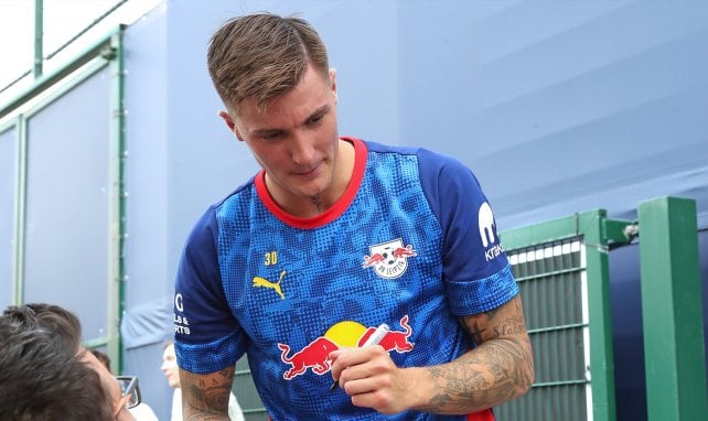 Benjamin Šeško avec le RB Leipzig. 