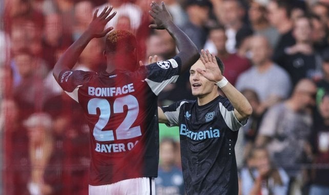 Victor Boniface et Florian Wirtz sous les couleurs du Bayer Leverkusen.