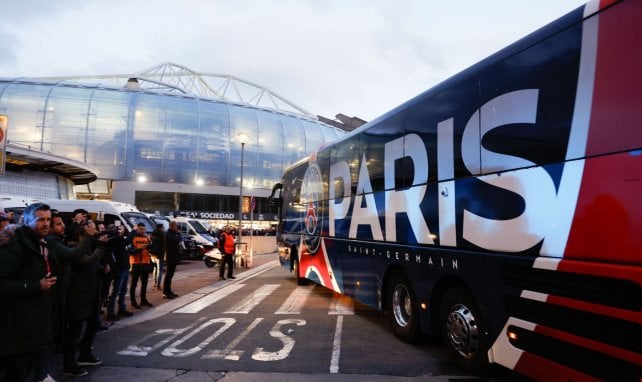 Le bus du PSG avant un match de Ligue des Champions