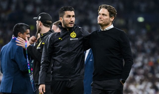 Nuri Sahin et Edin Terzic lors de la remise des médailles de la dernière finale de Ligue des Champions