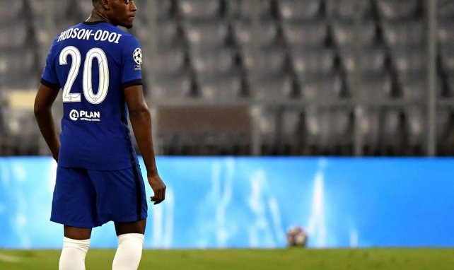 Callum Hudson-Odoi avec le maillot de Chelsea