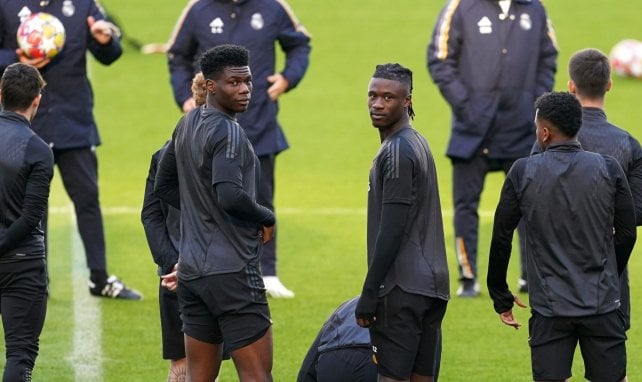 Aurélien Tchouaméni et Eduardo Camavinga à l'entraînement du Real Madrid