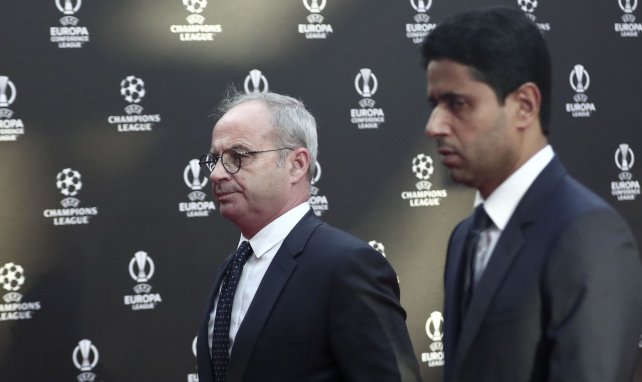 Luis Campos, le conseiller sportif du PSG, aux côtés de Nasser Al-Khelaïfi