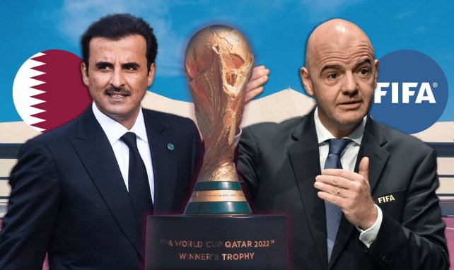 Le président de la FIFA Gianni Infantino et l'émir du Qatar Tamim ben Hamad Al Thani