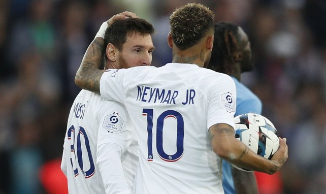 Lionel Messi aux côtés de Neymar Jr lors de PSG-ESTAC, le 29 octobre 2022