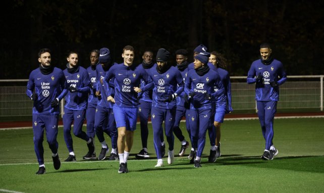 Les joueurs de l'équipe de France à l'entraînement