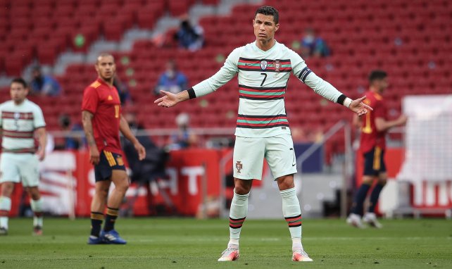 Cristiano Ronaldo lors du match amical Espagne-Portugal.