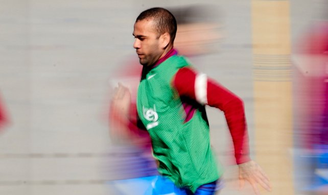 Daniel Alves à l'entraînement avec le Barça