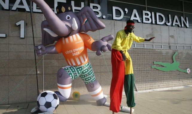 Akwaba mascotte de la CAN 2023 à l'aéroport