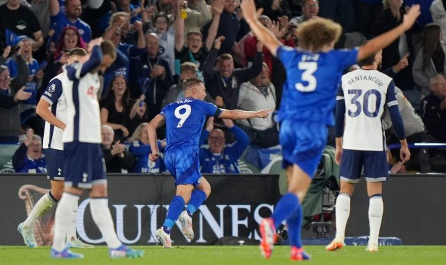 Vardy célèbre son but contre Tottenham