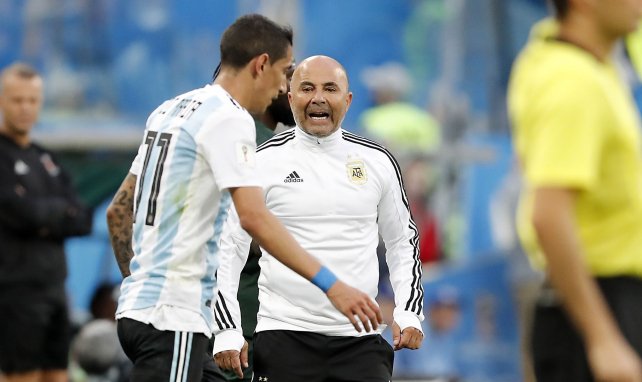 Angel Di Maria et Jorge Sampaoli durant la Coupe du Monde 2018