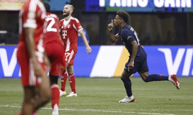 Désiré Doué, buteur contre le Bayern