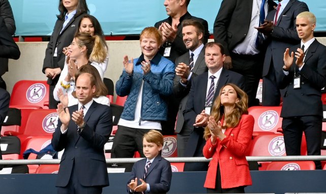 Ed Sheeran et David Beckham lors d'Angleterre-Allemagne à Wembley