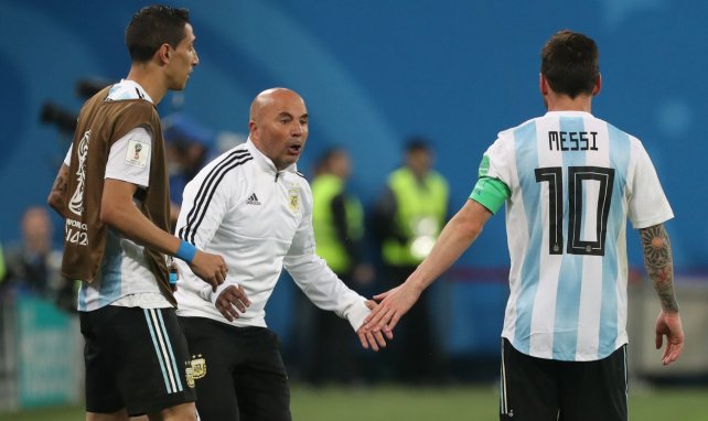 Lionel Messi et Jorge Sampaoli avec l'Argentine