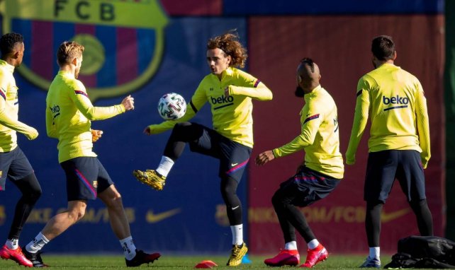 Antoine Griezmann et ses coéquipiers du Barça en plein entrainement