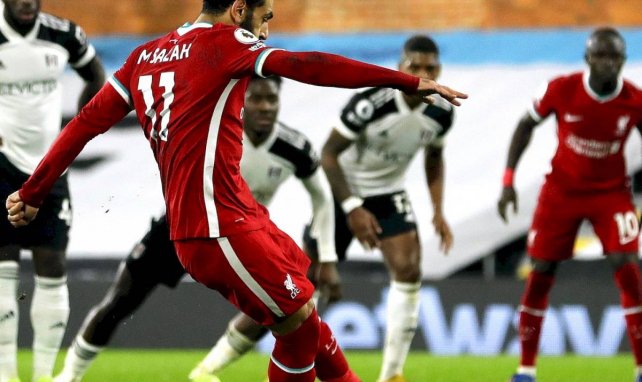 Mohamed Salah transformant un penalty contre Fulham