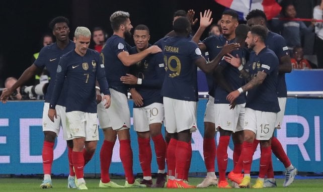 L'équipe de France célèbre face à l'Autriche