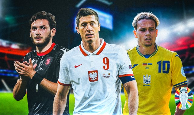 Kvaratshkelia (Géorgie), Lewandowski (Pologne) et Mudryk (Ukraine)