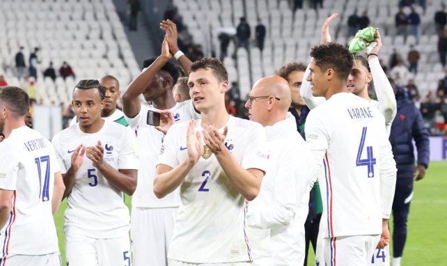 Les joueurs français célèbrent leur victoire face à la Belgique