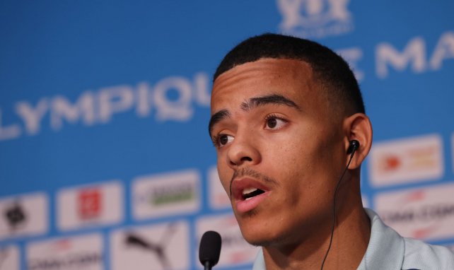 Mason Greenwood durant sa conférence de presse de présentation