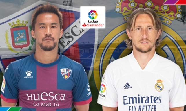 Shinji Okazaki (SD Huesca) et Luka Modrić (Real Madrid)