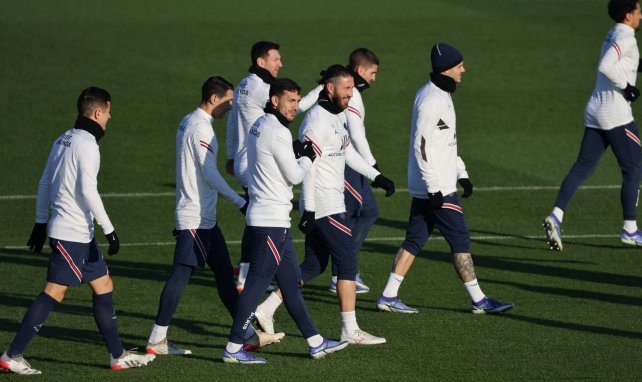 Les joueurs du Paris Saint-Germain à l'entraînement