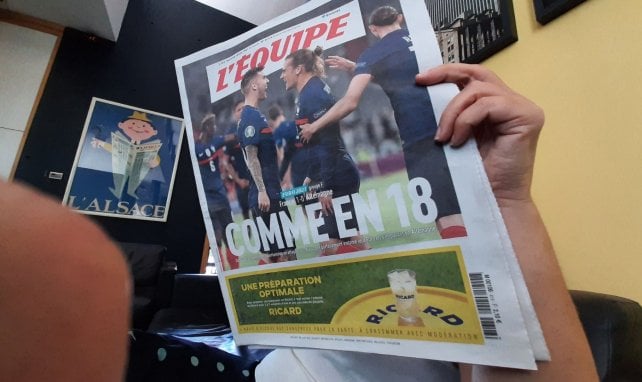 La Une du quotidien L'Équipe du 16 juin 2021, pendant l'Euro 2020