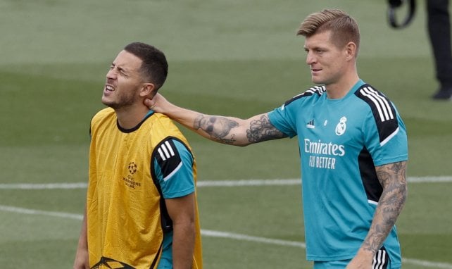 Toni Kroos et Eden Hazard à l'entrainement