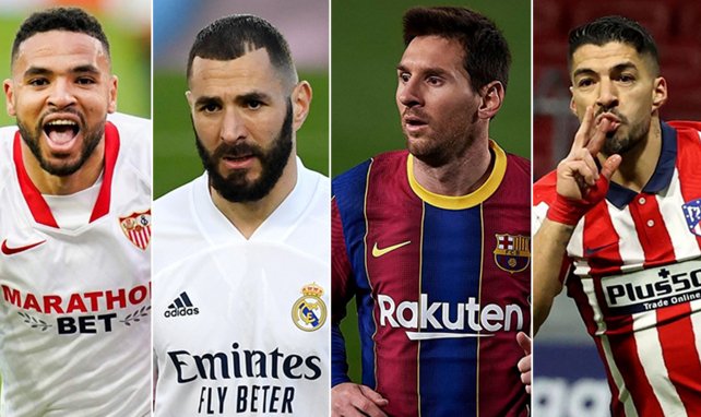 Youssef En-Nesyri, Karim Benzema, Lionel Messi et Luis Suarez