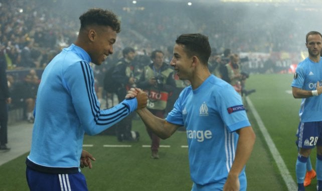 Bouba Kamara et Maxime Lopez sous le maillot de l'OM