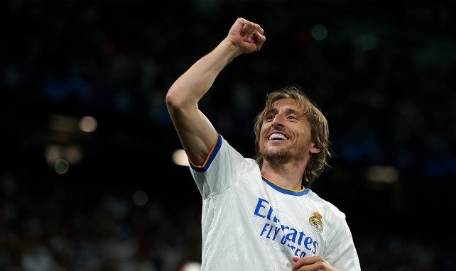 Luka Modrić avec le Real Madrid, en pleine célébration