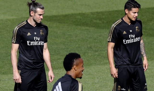 Gareth Bale et James Rodriguez lors d'un entraînement du Real Madrid