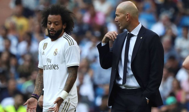 Marcelo et Zinedine Zidane lors d'une rencontre du Real Madrid