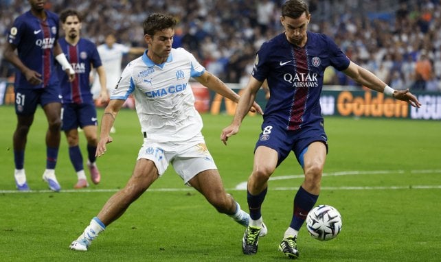 Matt O'Riley en action avec l'OM.