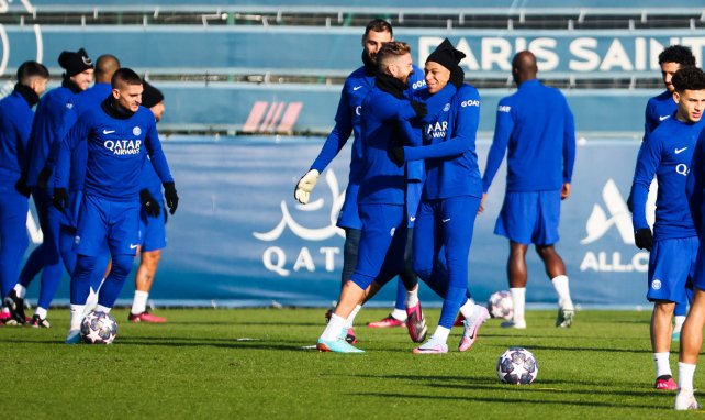 Kylian Mbappé à l'entraînement avant PSG-Bayern