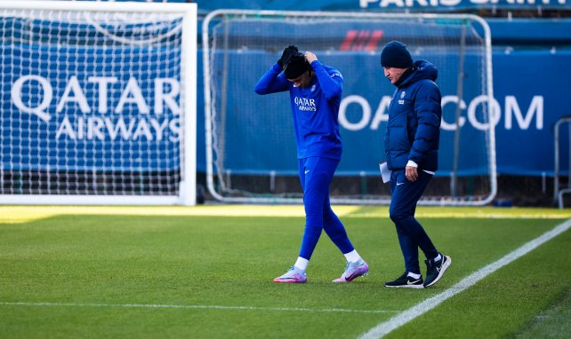 Kylian Mbappé à l'entraînement avant PSG-Bayern