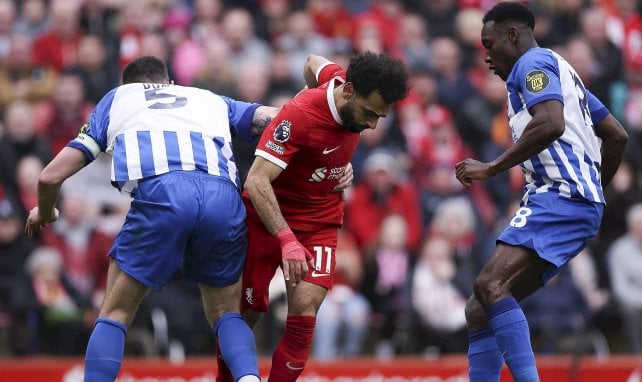 Salah (Liverpool) en action contre Brighton