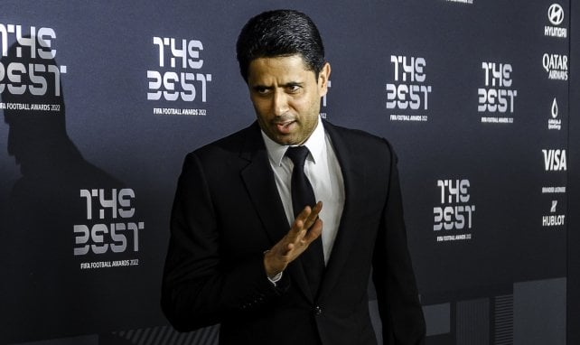 Nasser al-Khelaifi arrive sur le green carpet de la cérémonie des Best Fifa Awards à la Salle Pleyel a Paris, le 27 Fevrier 2023