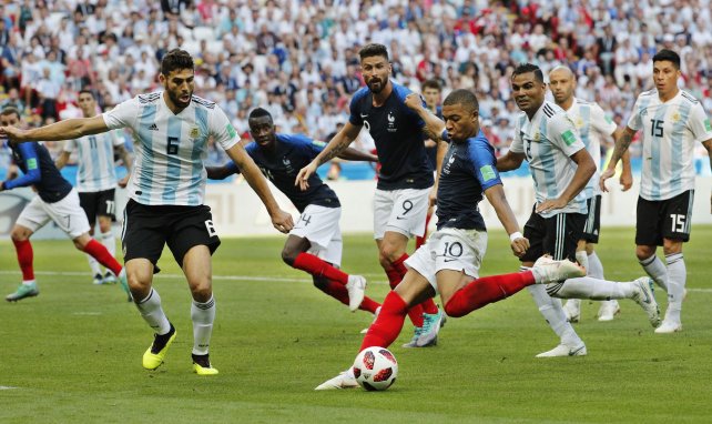 Kylian Mbappé ici face à l'Argentine en 8e de finale de la Coupe du Monde 2018